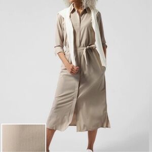Athleta Urbanite dress, size small, cream and tan stripes